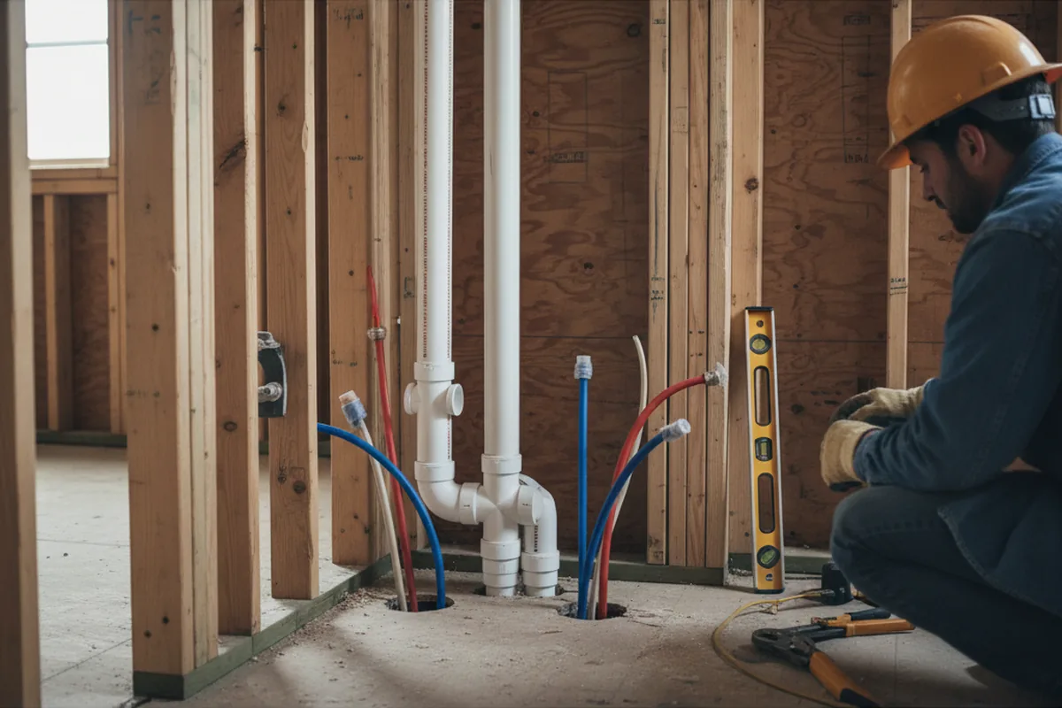 Drain and supply rough-in during Sump Pump Repair in Ebensburg